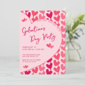 Galentine's Day Party Red Pink Hearts Modern  Kaart (Staand voorkant)