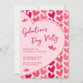 Galentine's Day Party Red Pink Hearts Modern  Kaart (Voorkant)