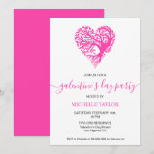 Galentine's Day Party Roze Hart Kaart (Voorkant / Achterkant)