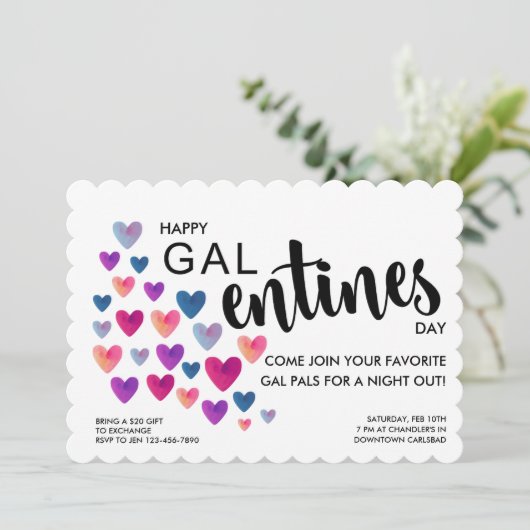 Galentine's Day Party Uitnodiging (Staand voorkant)