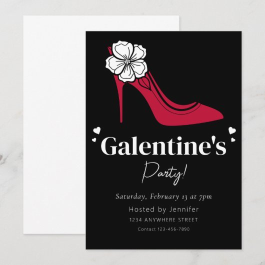 Galentine's Day Party Uitnodiging (Voorkant / Achterkant)