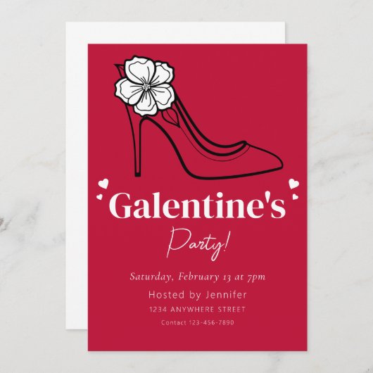 Galentine's Day Party Uitnodiging (Voorkant / Achterkant)