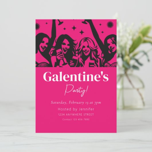 Galentine's Day Party Uitnodiging (Staand voorkant)
