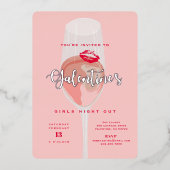 Galentine's Day Party Waterverf Roze Rosé Folie Uitnodiging (Voorkant)