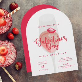 Galentine's Day Party Waterverf Roze Rosé Kaart