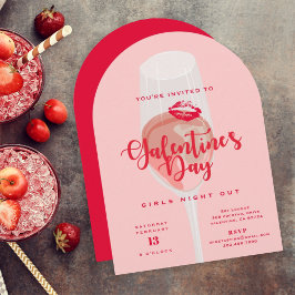 Galentine's Day Party Waterverf Roze Rosé Kaart