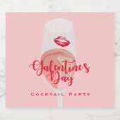Galentine's Day Party Waterverf Roze Rosé Sparkling Wijnetiket (Enkel label)