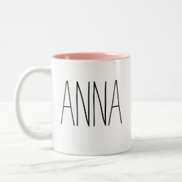 Galentine's Day Personalized Name Tweekleurige Koffiemok