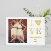 Galentines Day Photo BFF Love Heart Folie Uitnodiging (Staand Voorkant)