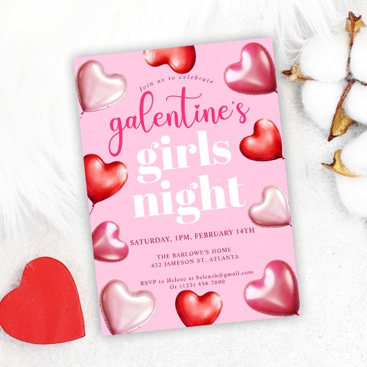 Galentine's Day Pink Fun Girly Party Kaart