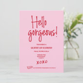 Galentine's Day PINK RED Hello gorgeous XOXO Kaart (Staand voorkant)