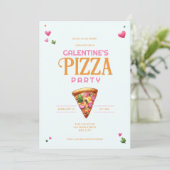 Galentine's Day Pizza Party Uitnodiging (Staand voorkant)