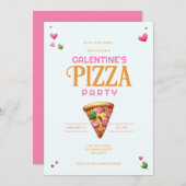 Galentine's Day Pizza Party Uitnodiging (Voorkant / Achterkant)