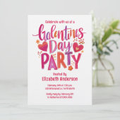 Galentines Day Red hand drawn Party Invitation Kaart (Staand voorkant)