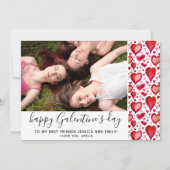 Galentine's Day Red Heart Drawing Friend Foto Feestdagenkaart (Voorkant)