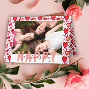 Galentine's Day Red Hearts Drawing Friend Photo Feestdagen Kaart