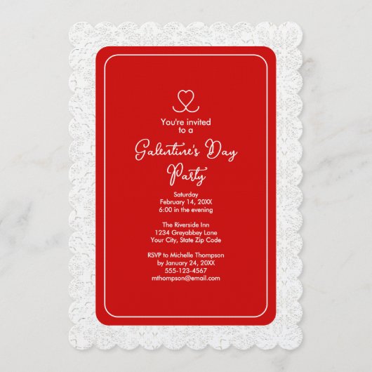 Galentine's Day Red Party Invitation Invitation Kaart (Voorkant)