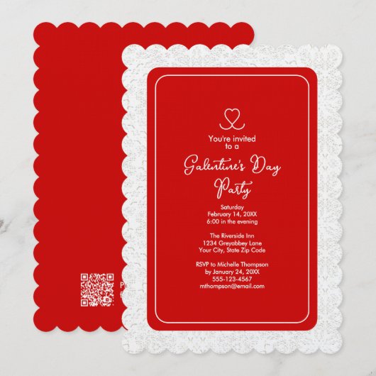 Galentine's Day Red Party Kaart (Voorkant / Achterkant)