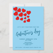 Galentine's Day Rode Harten Vrienden Feest Kaart (Voorkant)