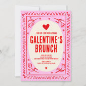 Galentine's Day Rood Roze hand getekend Brunch Kaart (Voorkant)