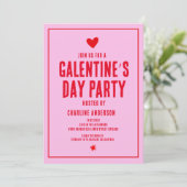 Galentine's Day Rood Roze hand getrokken Party Kaart (Staand voorkant)