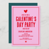 Galentine's Day Rood Roze hand getrokken Party Kaart (Voorkant / Achterkant)