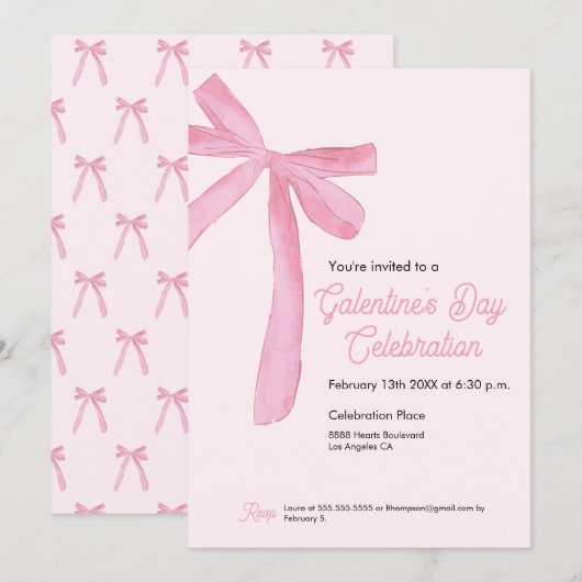 Galentine's Day Roze Lint Strik modern Kaart (Voorkant / Achterkant)