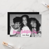 Galentine's Day Roze Neon foto horizontaal Kaart (Voorkant / Achterkant in situ)