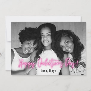 Galentine's Day Roze Neon foto horizontaal Kaart