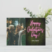 Galentine's Day Roze Neon Kaart (Staand voorkant)