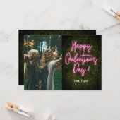 Galentine's Day Roze Neon Kaart (Voorkant / Achterkant in situ)