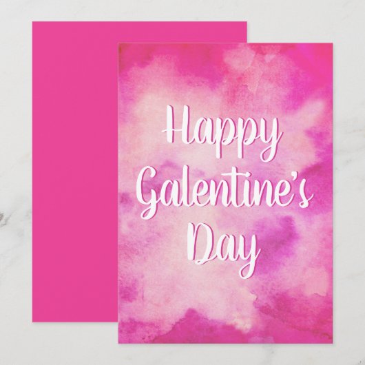 Galentine's Day Roze Waterverf Feestdagenkaart (Voorkant / Achterkant)