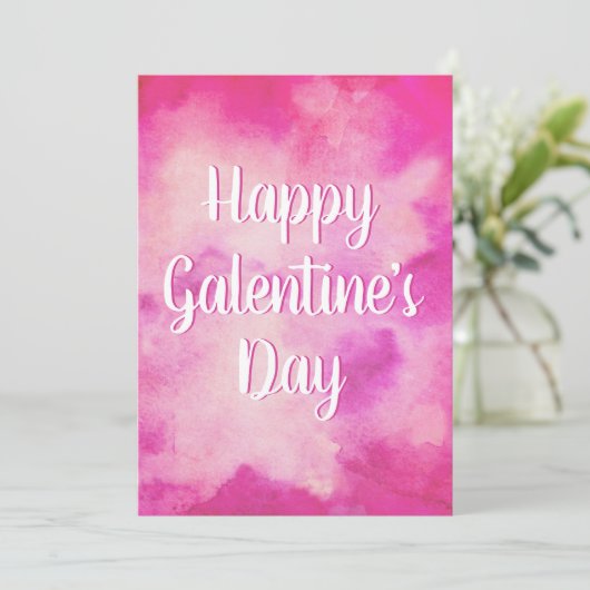 Galentine's Day Roze Waterverf Feestdagenkaart (Staand voorkant)