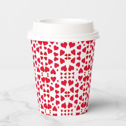 Galentines Day Script Red Hearts Pattern Papieren Bekers (Achterkant)