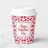 Galentines Day Script Red Hearts Pattern Papieren Bekers (Voorkant)
