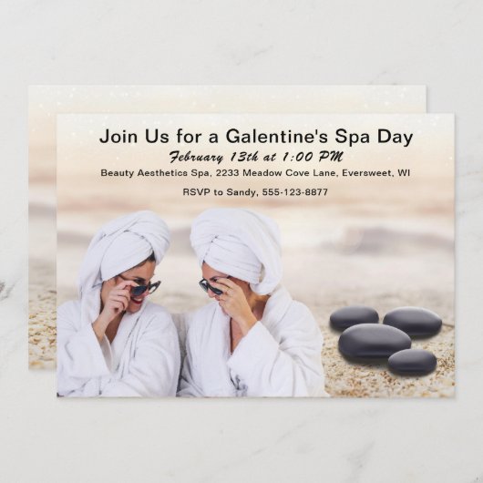 Galentine's Day Spa Relaxing Gals Party Uitnodigin (Voorkant / Achterkant)