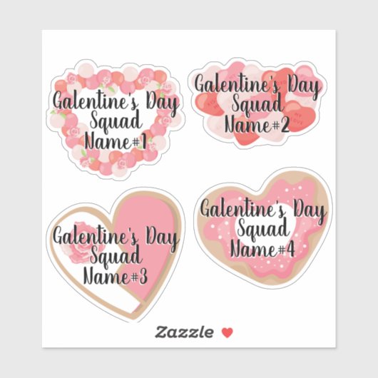 Galentine's Day Squad voegt Names Monogram Sticker (Vel)