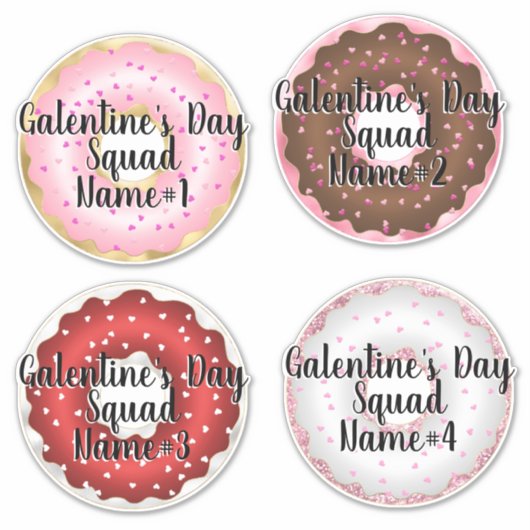 Galentine's Day Squad voegt Names Monogram Sticker (Voorkant)