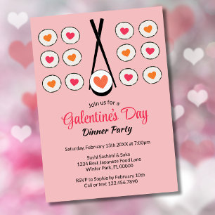 Galentine's Day Sushi Dinerfeest Valentijnsdag Kaart