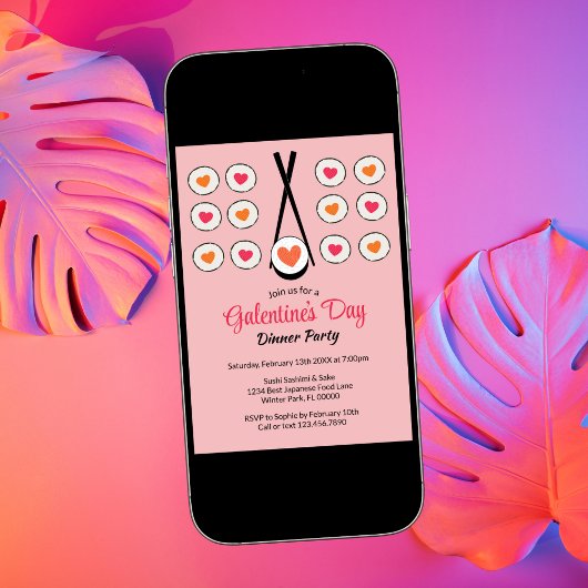 Galentine's Day Sushi Dinner Party Valentijnsdag Kaart