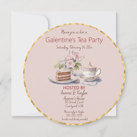 Galentine's Day Tea Party Kaart (Voorkant)