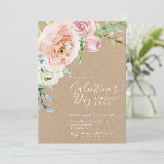 Galentine's Day, uitnodiging voor dames (Staand voorkant)