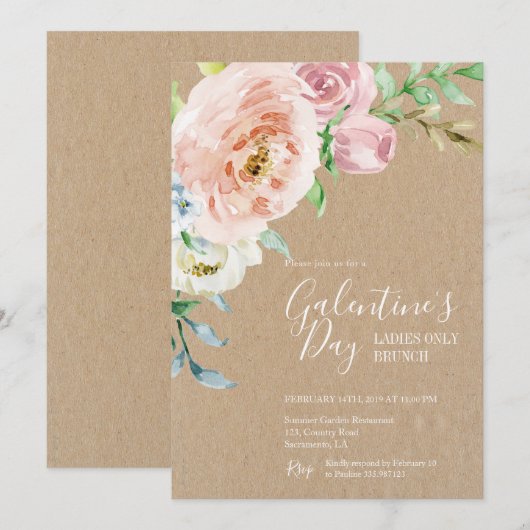 Galentine's Day, uitnodiging voor dames (Voorkant / Achterkant)