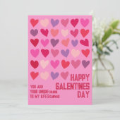 Galentines Day Unieke Vrienden Roze Rode Harten Feestdagenkaart (Staand voorkant)