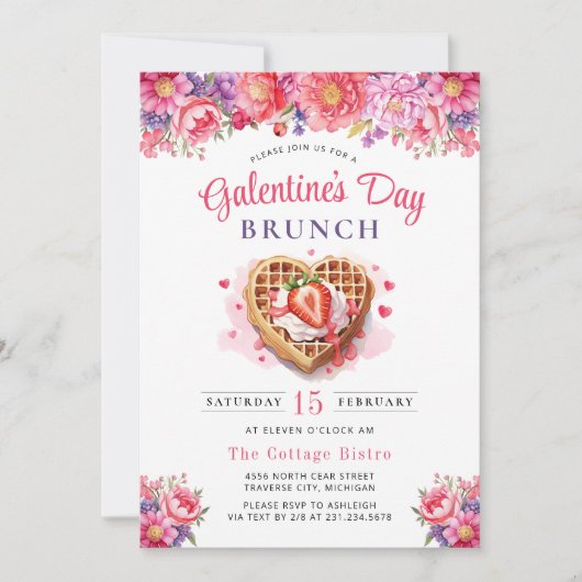 Galentine's Day Valentijn Brunch Uitnodiging (Voorkant)