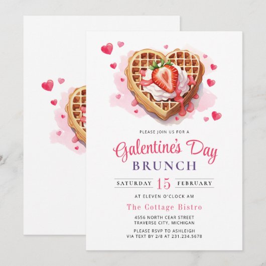 Galentine's Day Valentijn Brunch Uitnodiging (Voorkant / Achterkant)