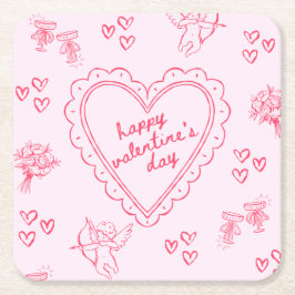 Galentine's Day Valentijn Meisjesachtige Uitnodigi Kartonnen Onderzetters