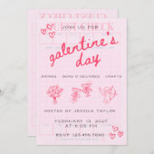 Galentine's Day Valentijns Meiden Uitnodiging (Voorkant / Achterkant)