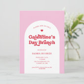 Galentine's Day Valentijnsdag Roze Brunch Kaart (Staand voorkant)