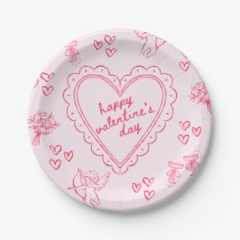 Galentine's Day Valentijnsdag Roze Meisjesachtig Papieren Bordje